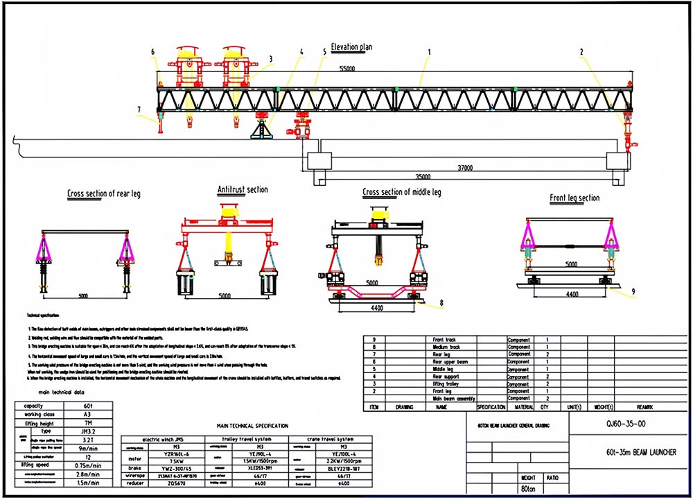 Bridge Girder Erection Machine Product Sketch
