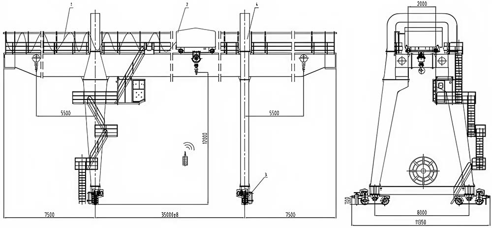 Double Girder Gantry Crane Sketch